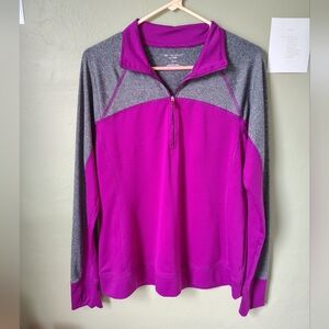 *5 for $25* Tek Gear DryTek Women's Large Gray & Purple Quarter-zip Activewear